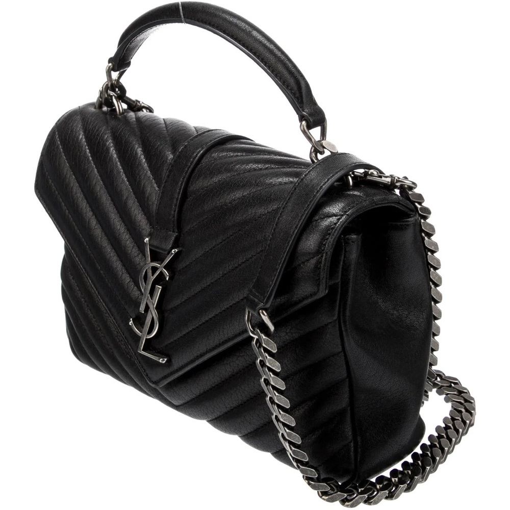 Saint Laurent Medium Monogram College Bag Black Gunmetal